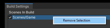 Remove Selection from Build Settings
